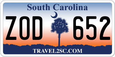 SC license plate ZOD652