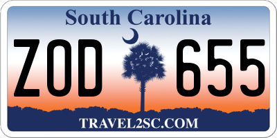 SC license plate ZOD655