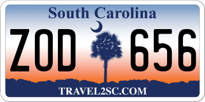 SC license plate ZOD656