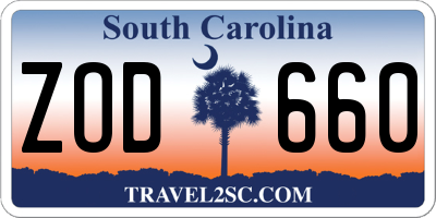 SC license plate ZOD660