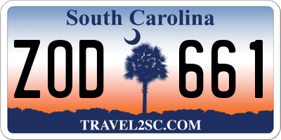 SC license plate ZOD661