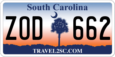 SC license plate ZOD662