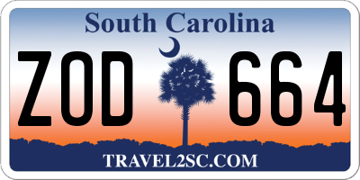 SC license plate ZOD664