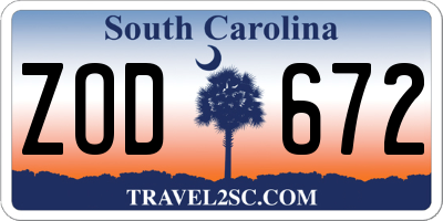 SC license plate ZOD672