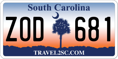 SC license plate ZOD681