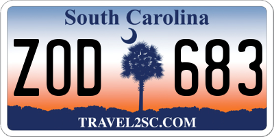 SC license plate ZOD683