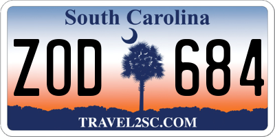 SC license plate ZOD684
