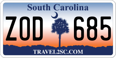 SC license plate ZOD685