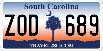 SC license plate ZOD689