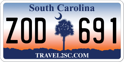 SC license plate ZOD691
