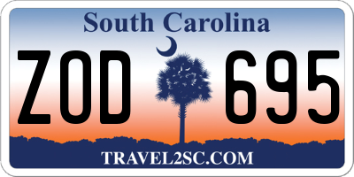 SC license plate ZOD695