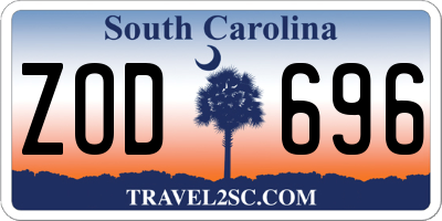 SC license plate ZOD696