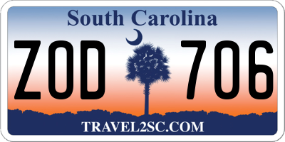 SC license plate ZOD706