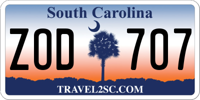 SC license plate ZOD707