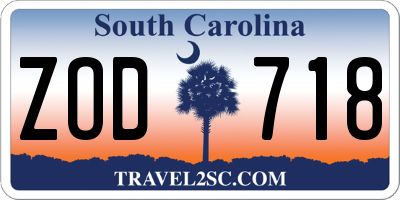 SC license plate ZOD718