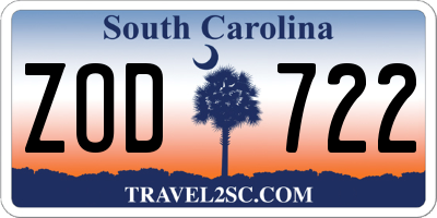 SC license plate ZOD722
