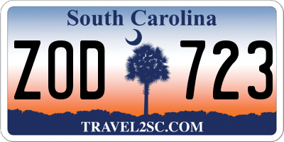 SC license plate ZOD723