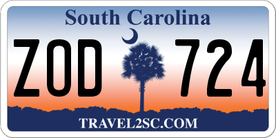 SC license plate ZOD724
