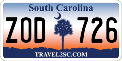 SC license plate ZOD726