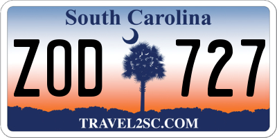 SC license plate ZOD727