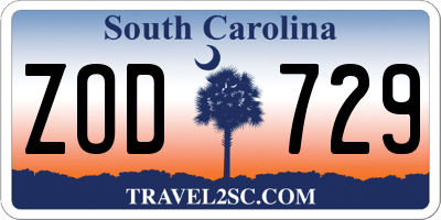 SC license plate ZOD729