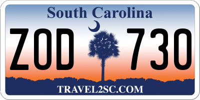 SC license plate ZOD730
