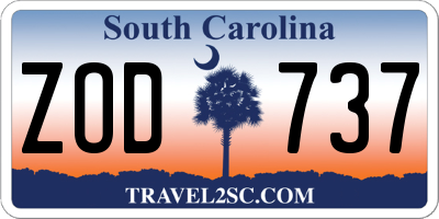 SC license plate ZOD737
