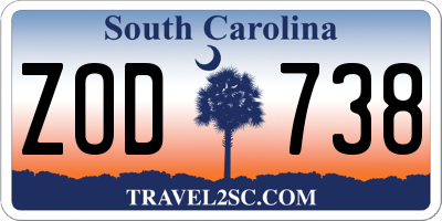 SC license plate ZOD738
