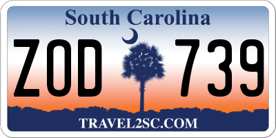 SC license plate ZOD739
