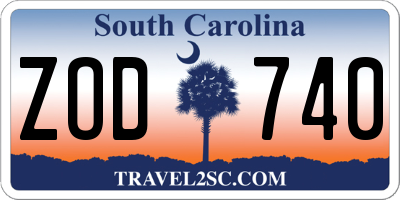 SC license plate ZOD740