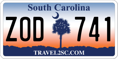 SC license plate ZOD741