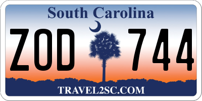 SC license plate ZOD744