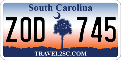 SC license plate ZOD745