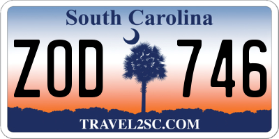 SC license plate ZOD746