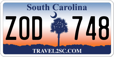 SC license plate ZOD748