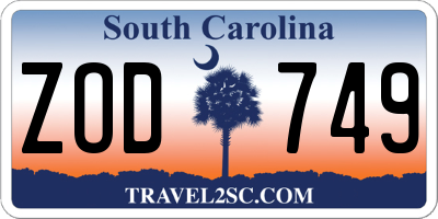 SC license plate ZOD749
