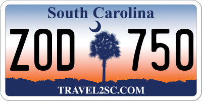 SC license plate ZOD750