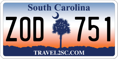 SC license plate ZOD751