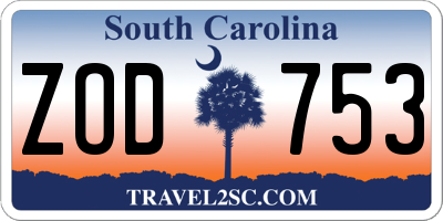 SC license plate ZOD753