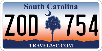 SC license plate ZOD754