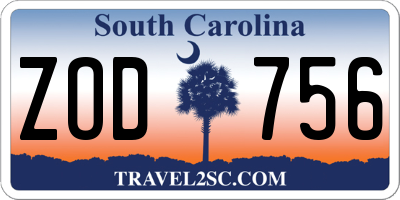 SC license plate ZOD756