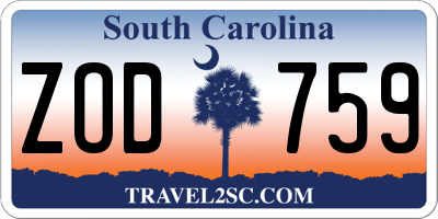 SC license plate ZOD759