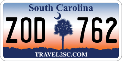 SC license plate ZOD762