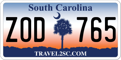 SC license plate ZOD765
