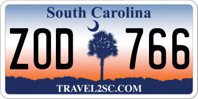 SC license plate ZOD766