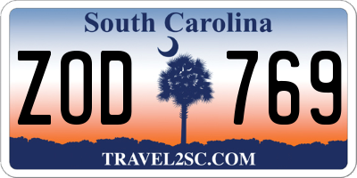 SC license plate ZOD769