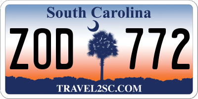 SC license plate ZOD772