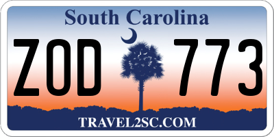 SC license plate ZOD773