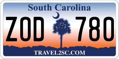 SC license plate ZOD780