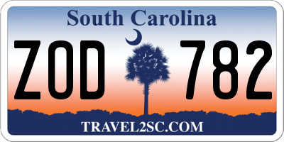 SC license plate ZOD782